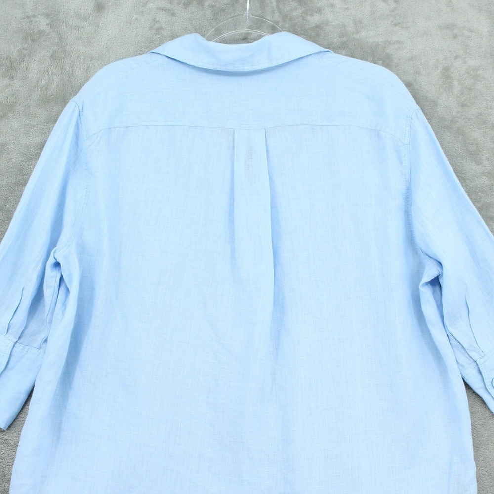 Zara Shirt Womens Small Linen Button Front Lightweight Costal Boxy Relaxed Blue - Picture 5 of 10
